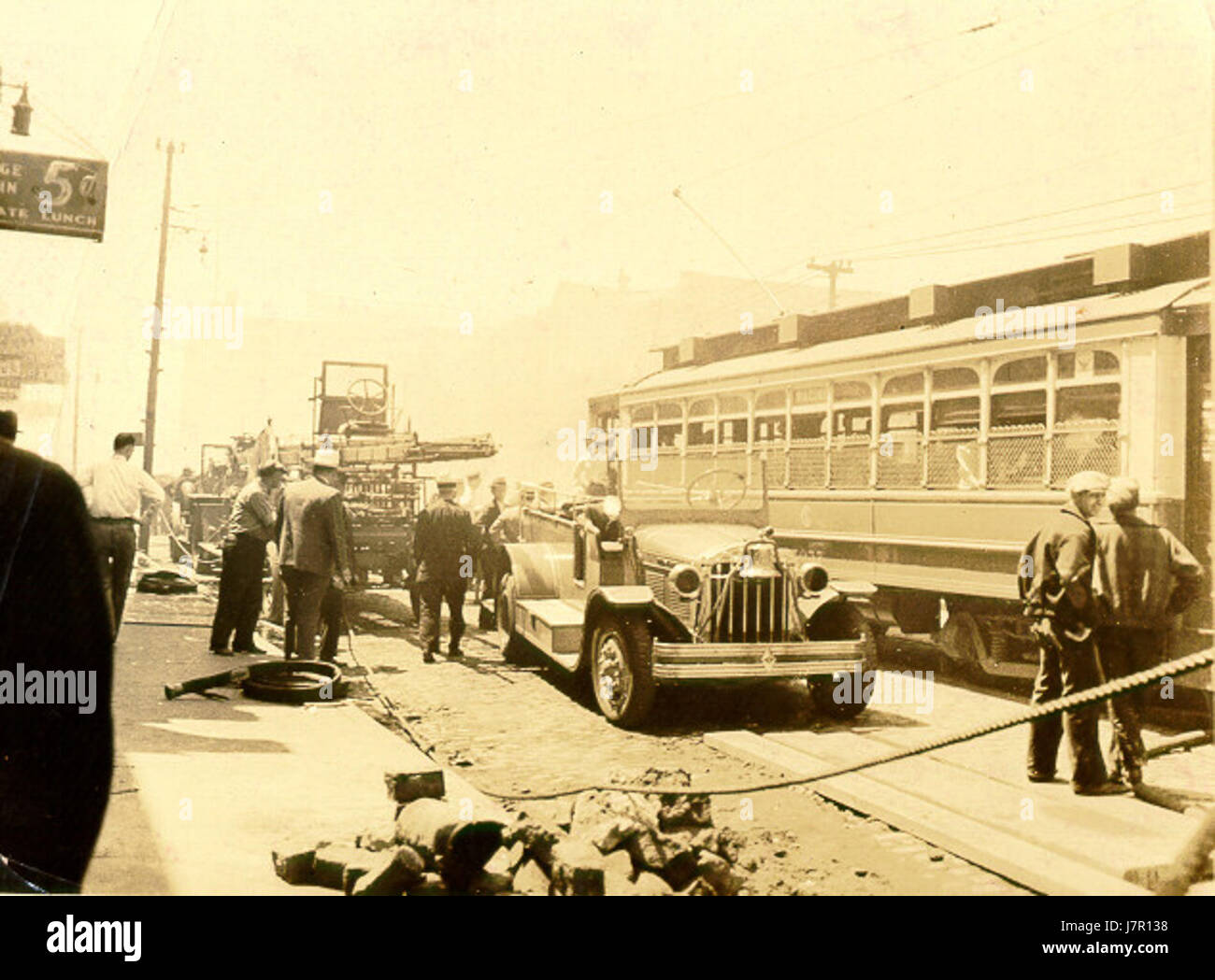 The aftermath of the 1934 fire at the Chicago Union Stock Yard shows ...