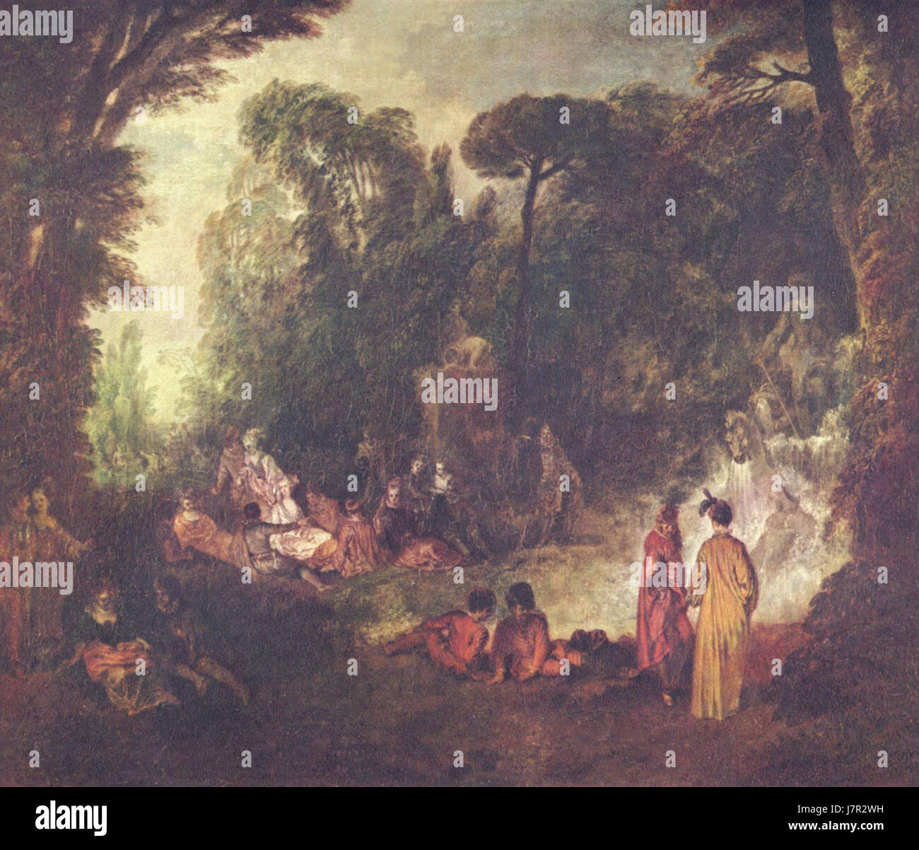 A piece of art by Antoine Watteau, a renowned French Rococo painter ...