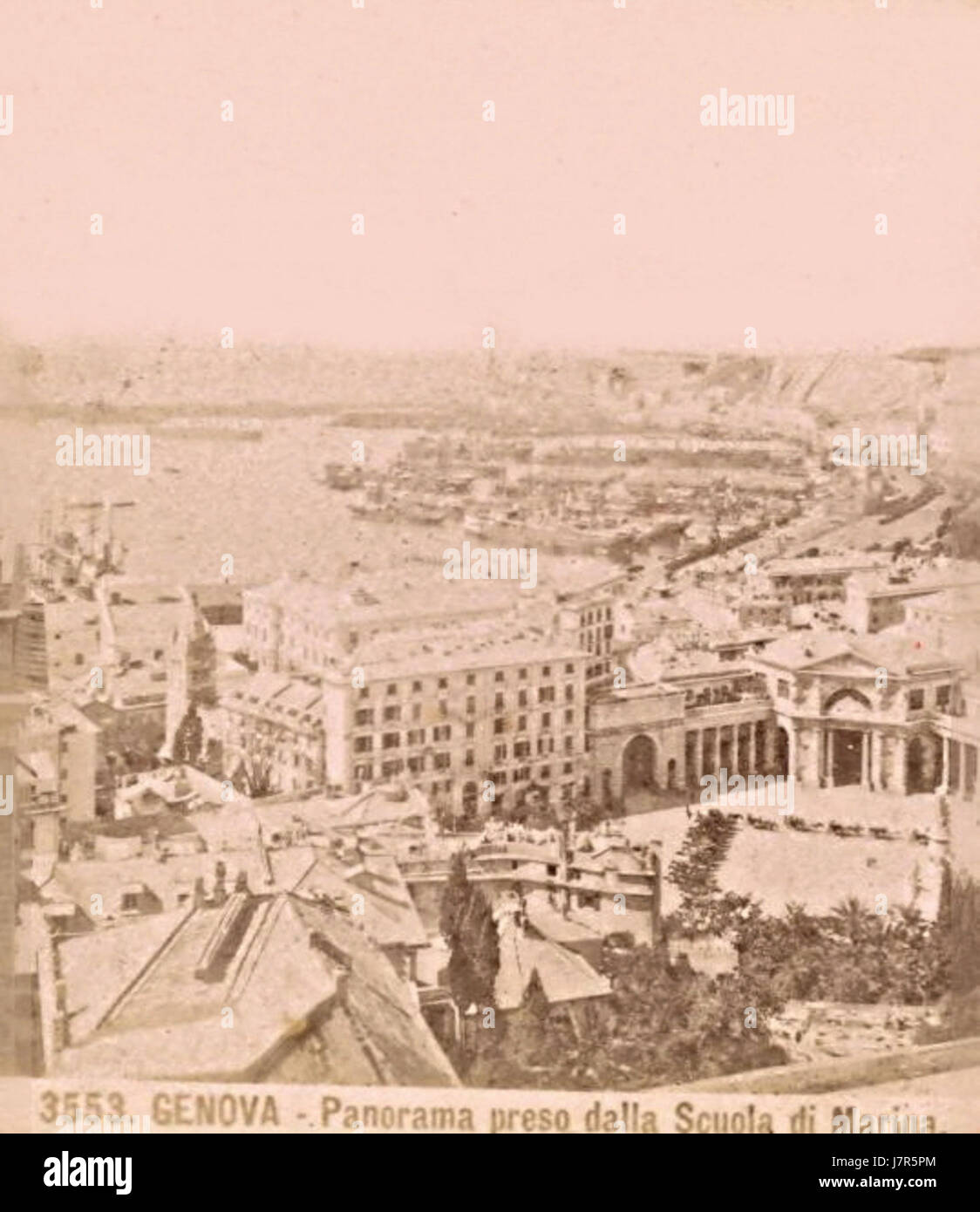 Tirage Albuminé Vintage - Panorama De Gênes, Italie, Circa 1870, Format 10x15 Cm