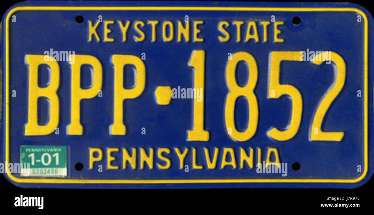 2001 Pennsylvania License Plate Stock Photo