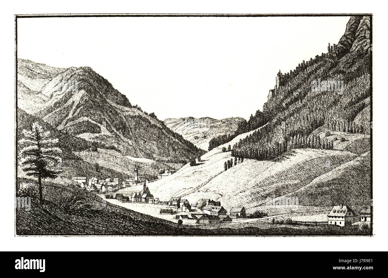 319 Vordernberg  J.F.Kaiser Lithografirte Ansichten der Steiermark 1830 Stock Photo