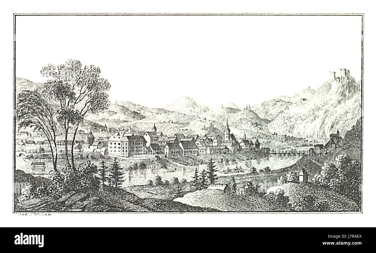 017 Celje, Cilli Kreisstadt   J.F.Kaiser Lithografirte Ansichten der Steiermark 1830 Stock Photo