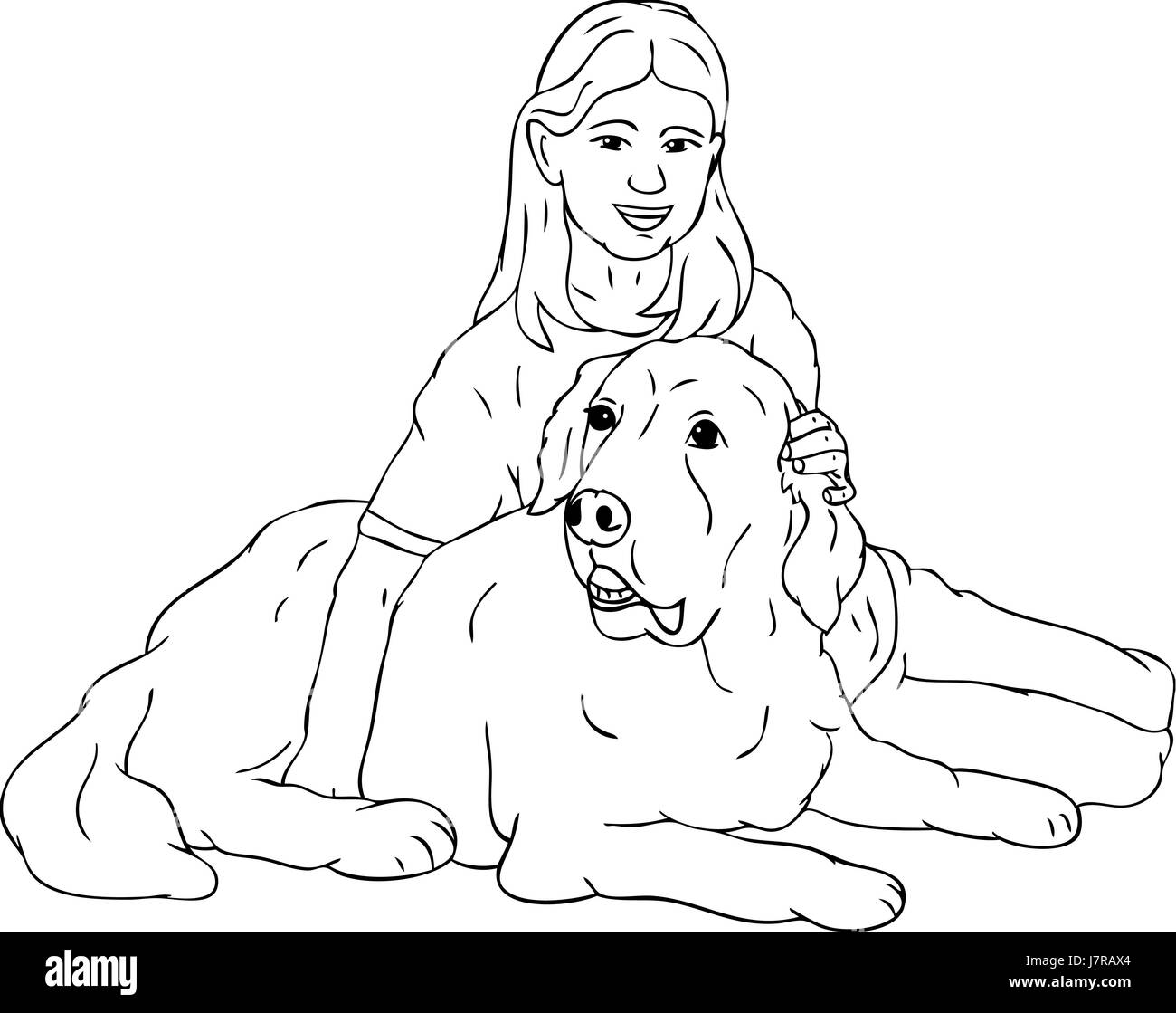 isolated colour dog illustration paint draw cartoon girl girls woman women  Stock Photo - Alamy