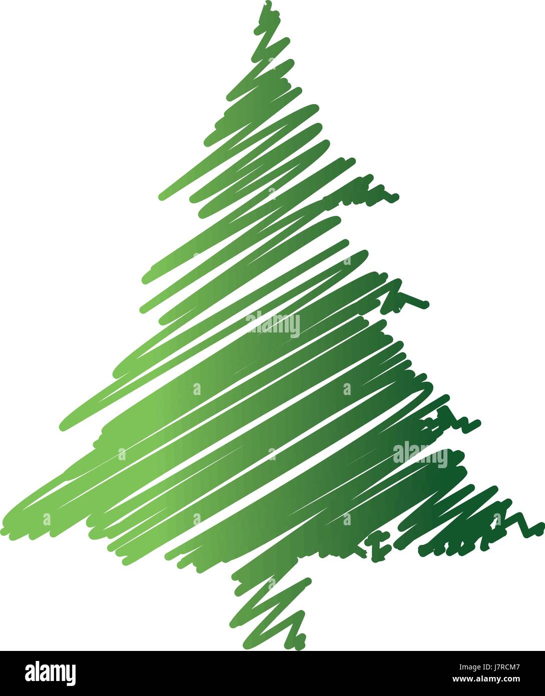 Green Drawing Pine Tree Christmas Ornament Image Stock