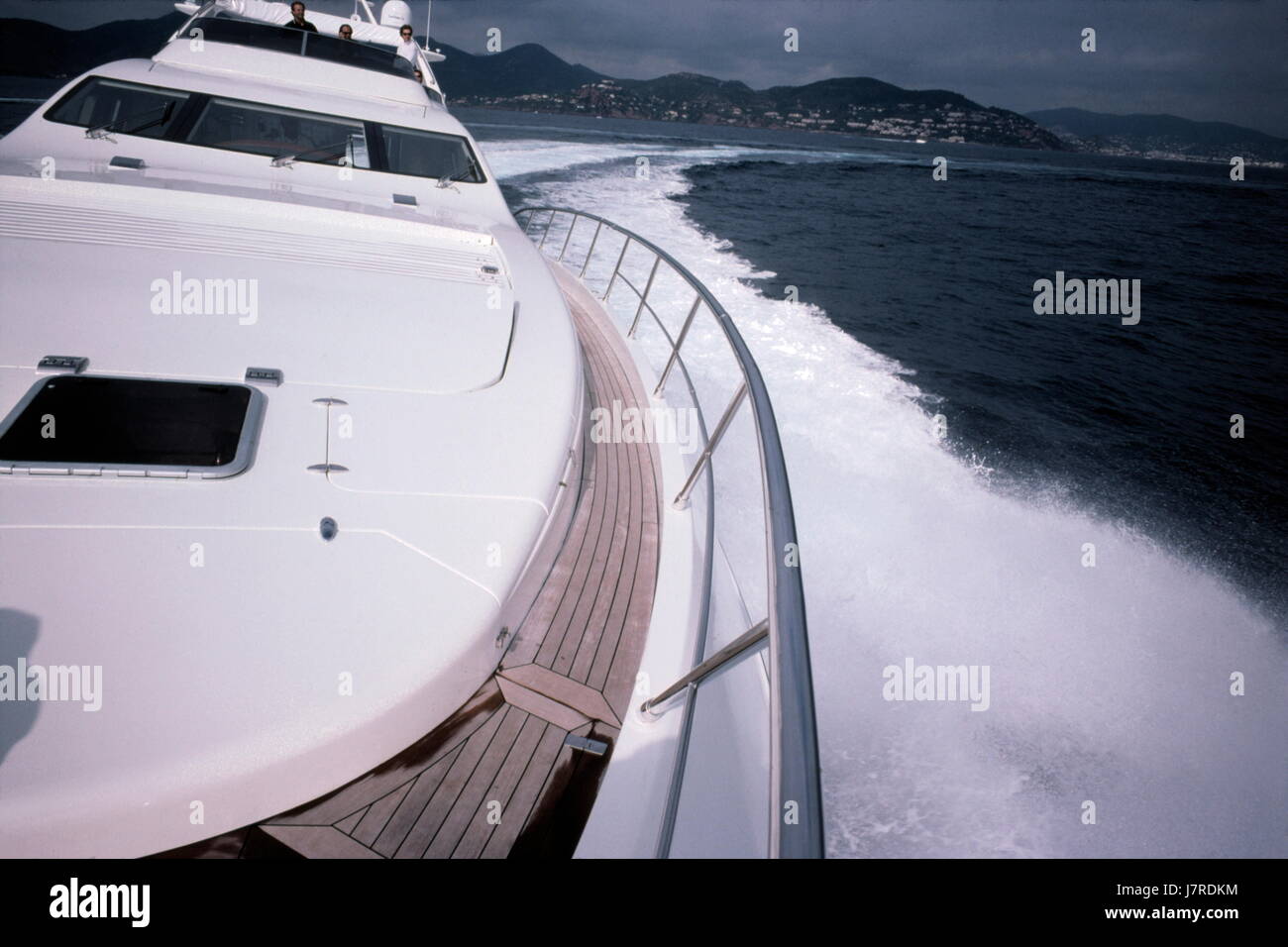 AJAXNETPHOTO. CANNES, FRANCE. - AZIMUT SPEED - A LUXURY MOTOR CRUISER AT SPEED IN THE BAY OF CANNES.  PHOTO:JONATHAN EASTLAND/AJAX REF:202166 Stock Photo