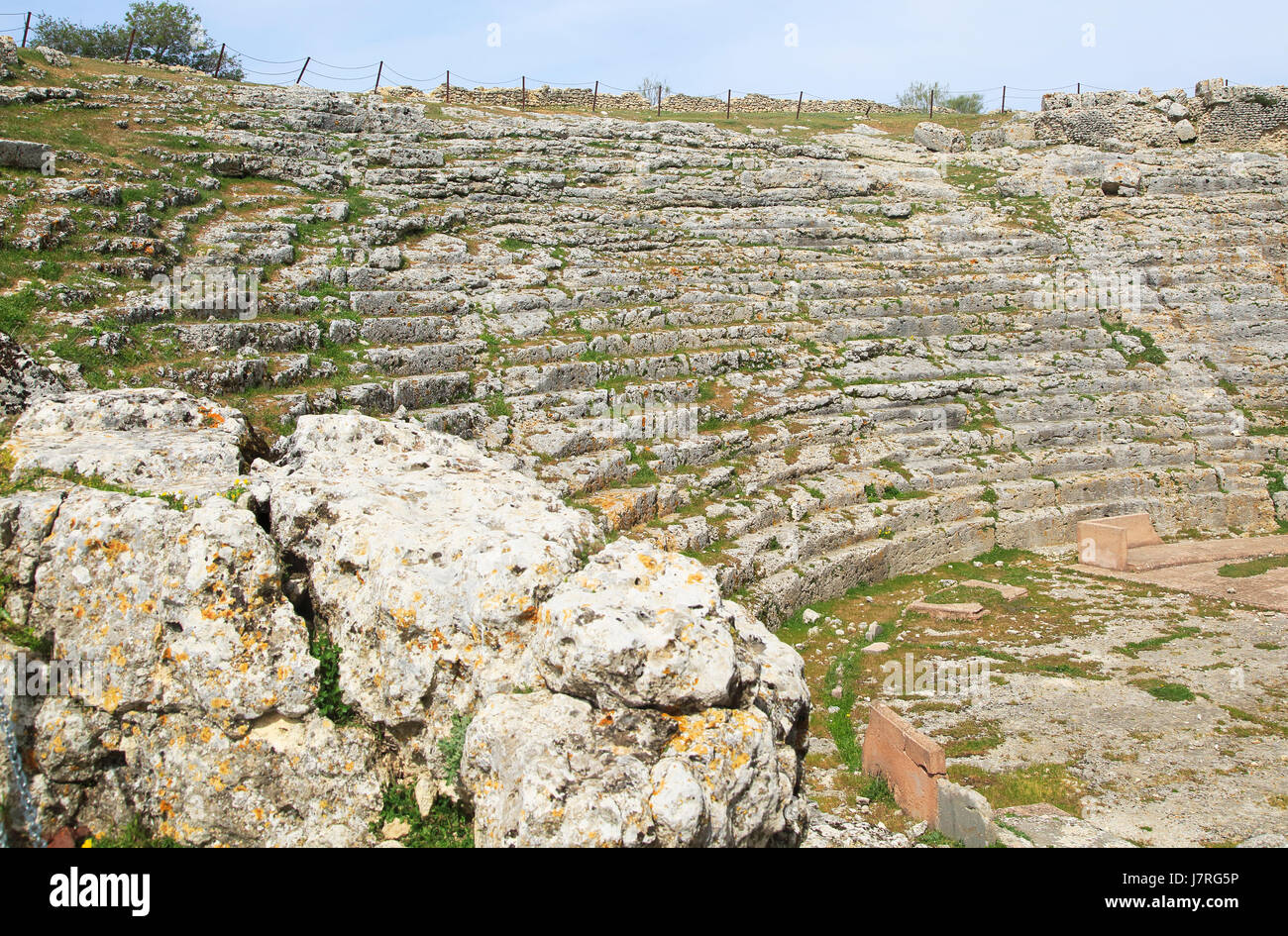 Remains of Roman theatre seating area, Acinipo Roman town site Ronda la ...