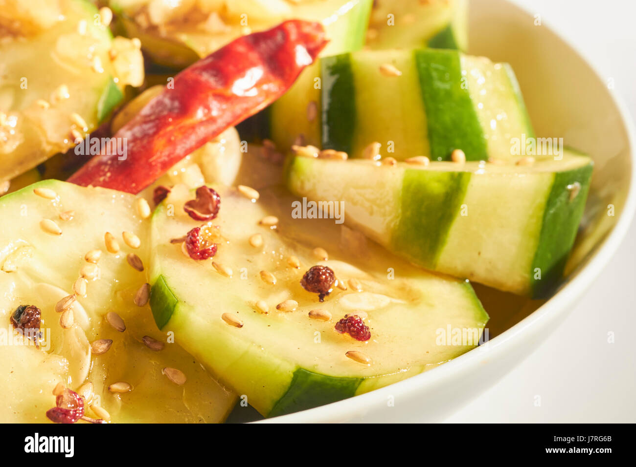 Sichuan Spicy Cucumber Salad Stock Photo Alamy