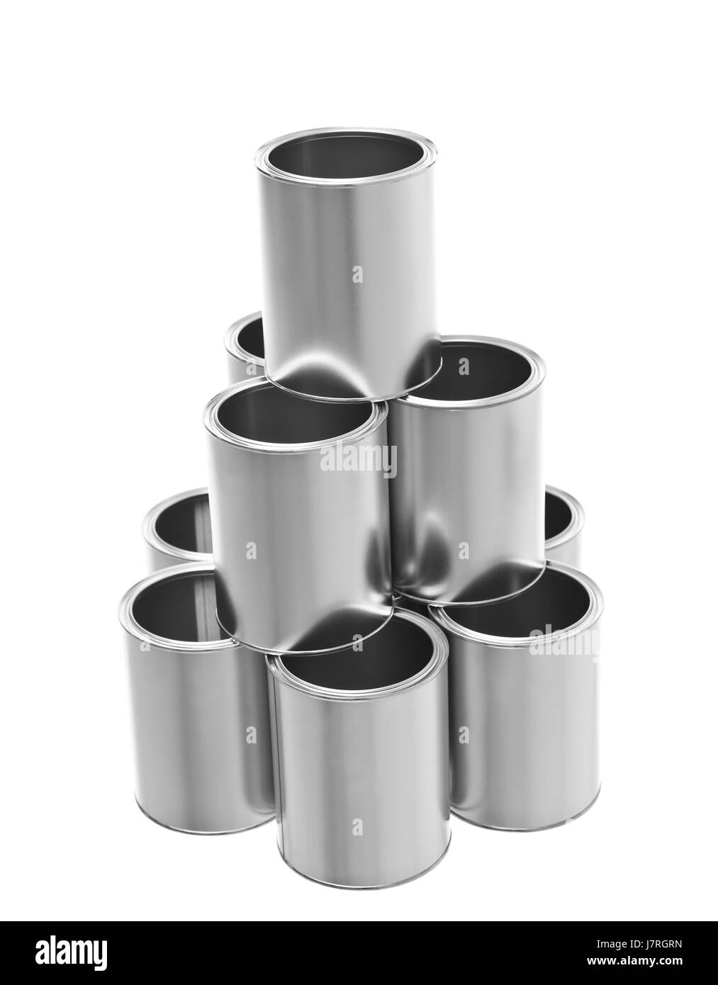 tower isolated pyramid metal balance stack container recycling clean can paint Stock Photo
