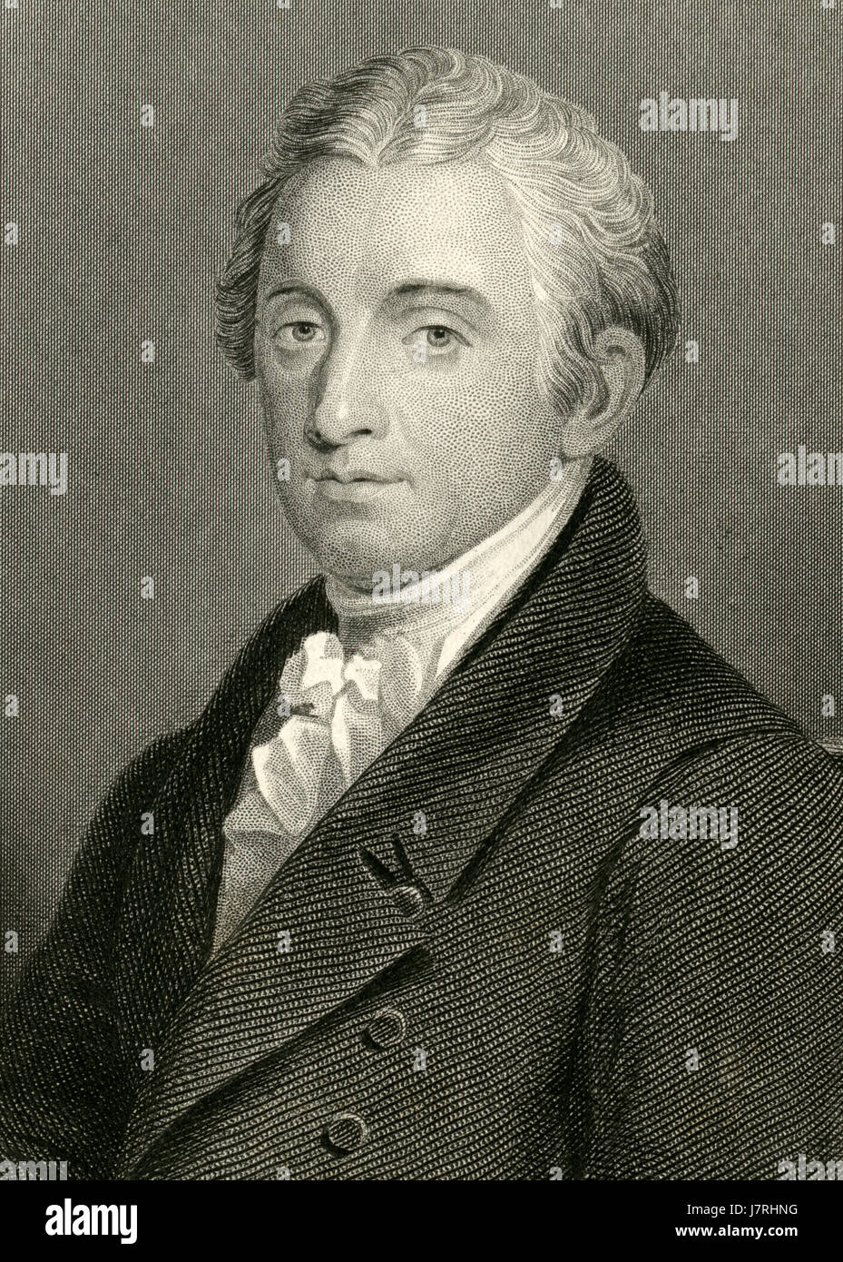 Antique c1860 engraving, James Monroe. James Monroe (1758-1831) was an American statesman who served from 1817 to 1825 as the fifth President of the United States. Monroe was the last president among the Founding Fathers of the United States as well as the Virginian dynasty. SOURCE: ORIGINAL ENGRAVING. Stock Photo