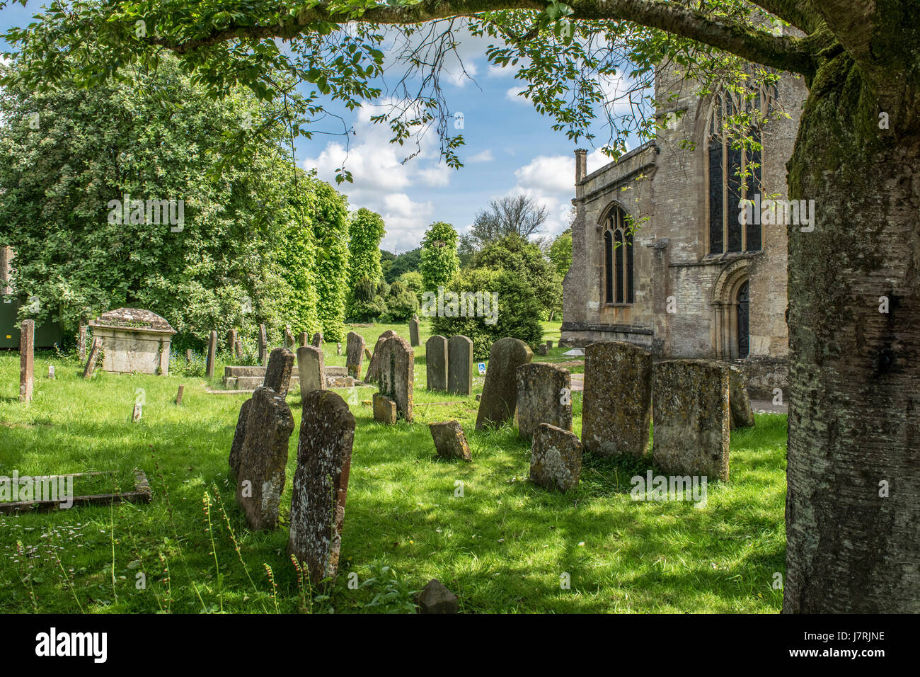 The Cemetery of St John the Baptist Chapel in Burford - Cotswolds - England Stock Photo