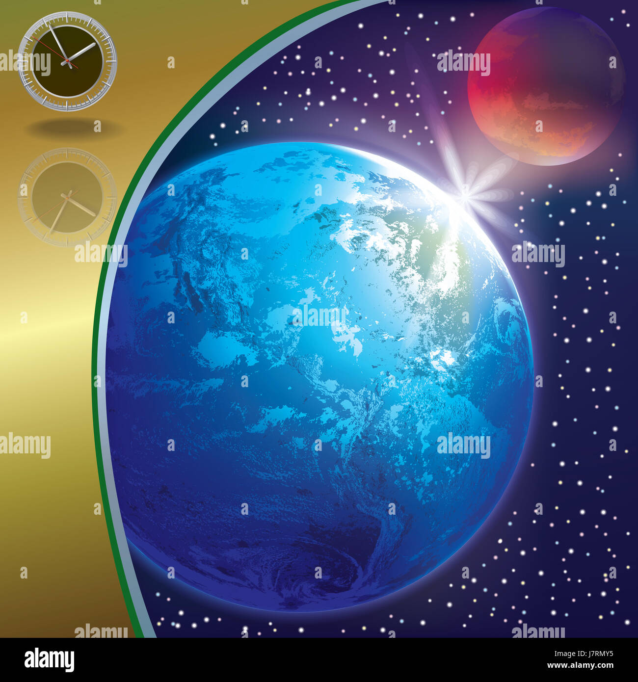space clock date time time indication hour mars globe earth