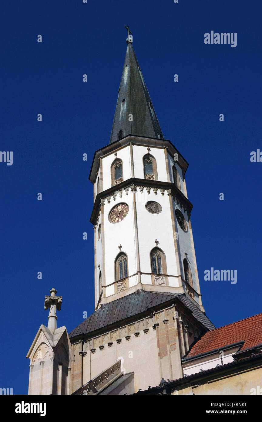 tower church slovakia europe town hall square bell style of construction Stock Photo