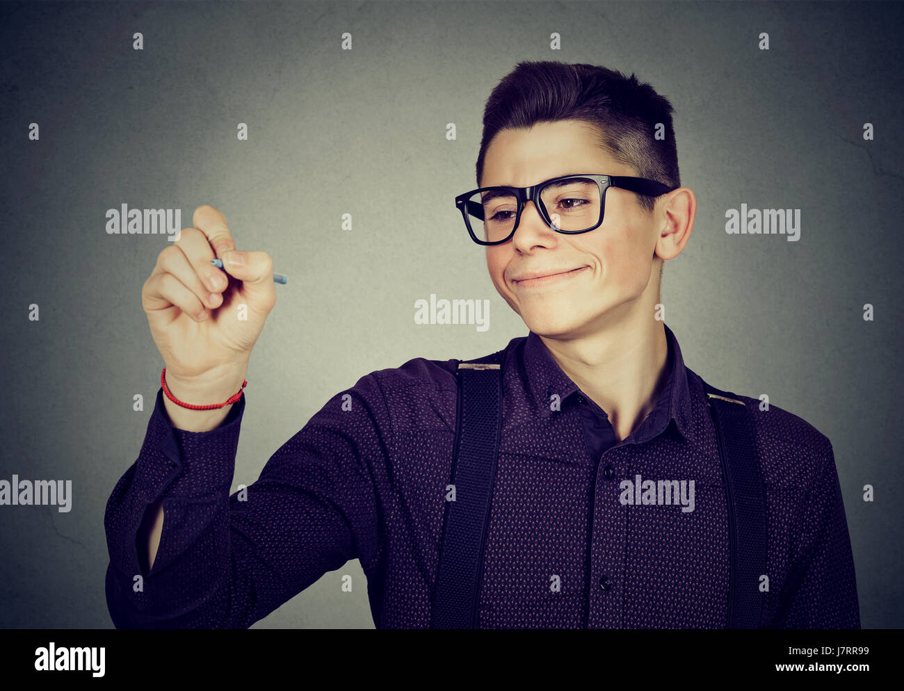 business man writing with pen Stock Photo - Alamy