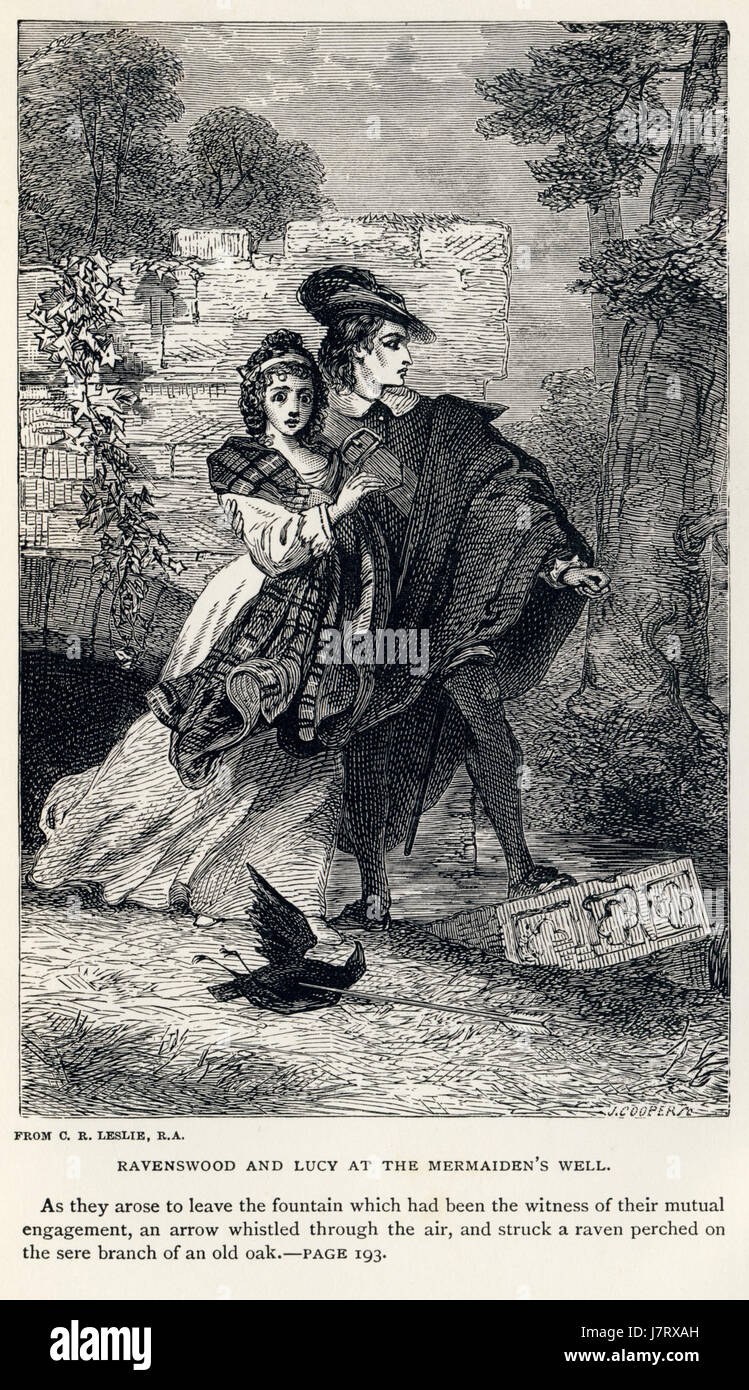 Charles Robert Leslie   Sir Walter Scott   Ravenswood and Lucy at the Mermaiden's Well   Bride of Lammermoor Stock Photo