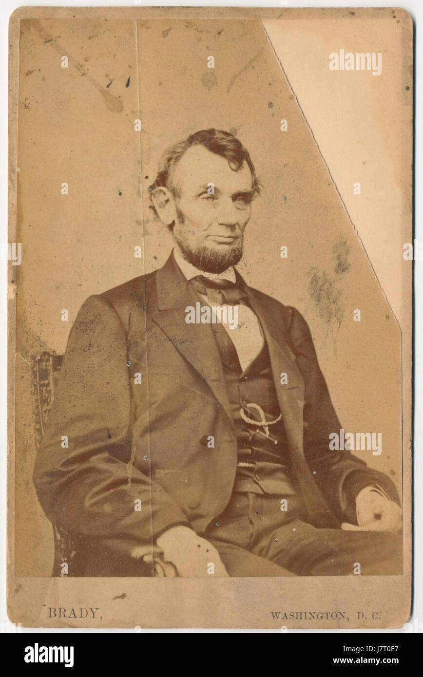 Abraham Lincoln O 92 Cabinet Card by Brady, 1864 Stock Photo