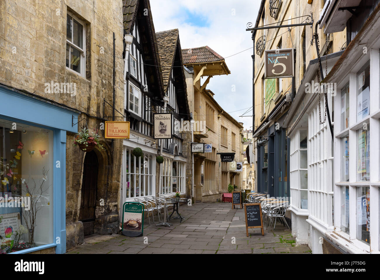 The Shambles in the historic town of Bradford on Avon, Wiltshire, England. Stock Photo