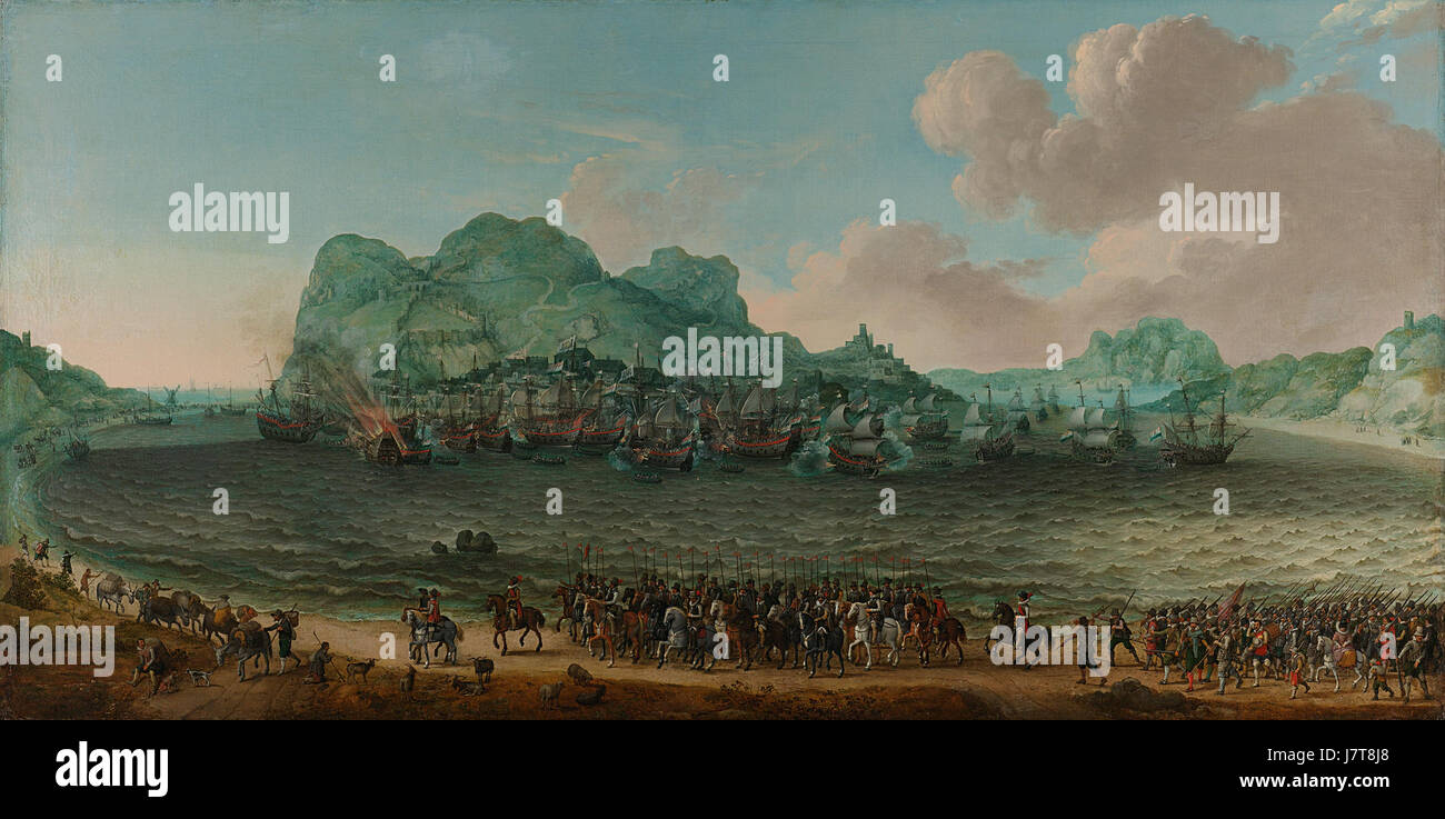 De overwinning op de Spanjaarden bij Gibraltar door een vloot onder bevel van admiraal Jacob van Heemskerck, 25 april 1607 Rijksmuseum SK A 1387 Stock Photo