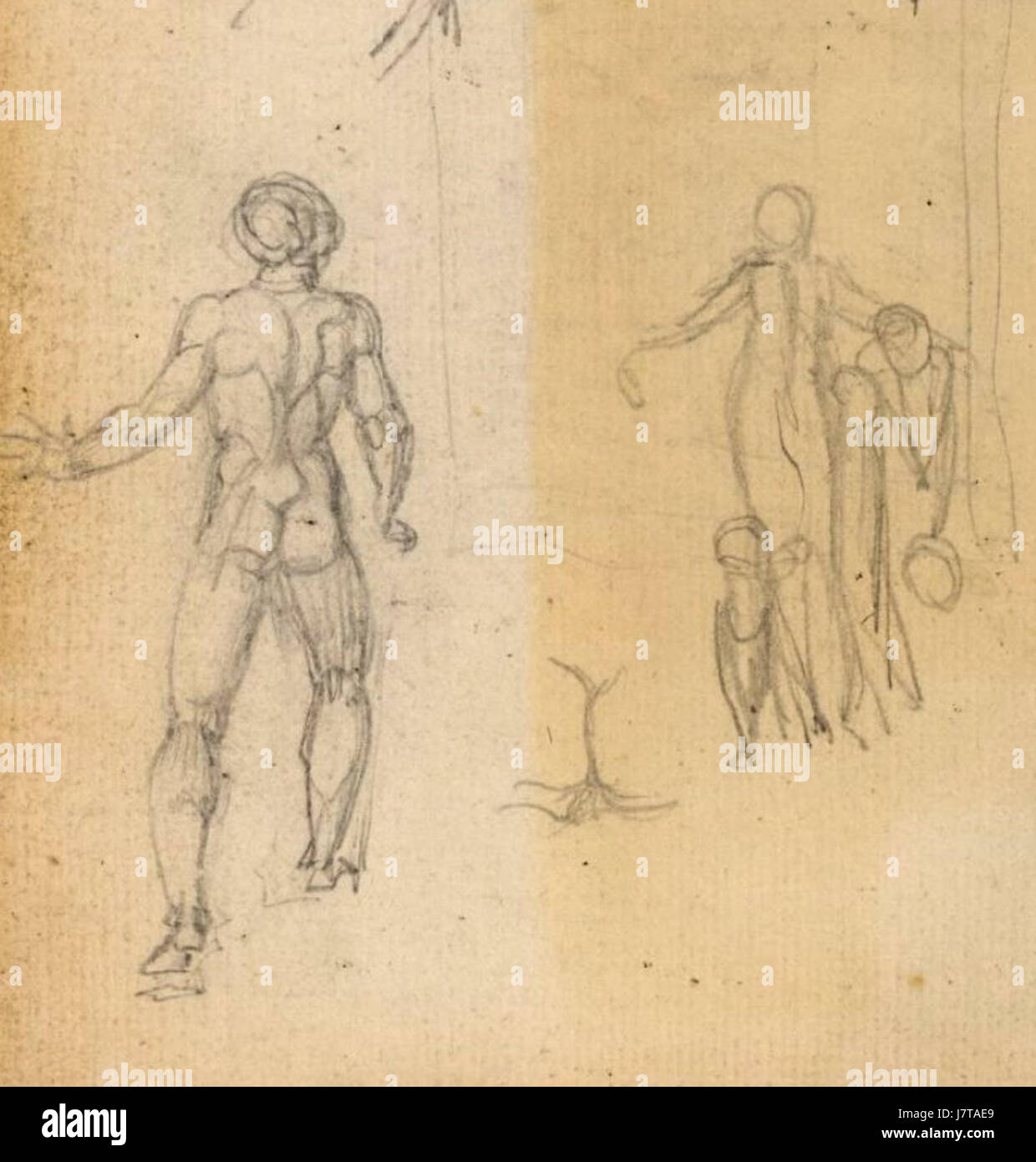 Blake manuscript   Notebook   page 016 Traveller and Woman with children Stock Photo