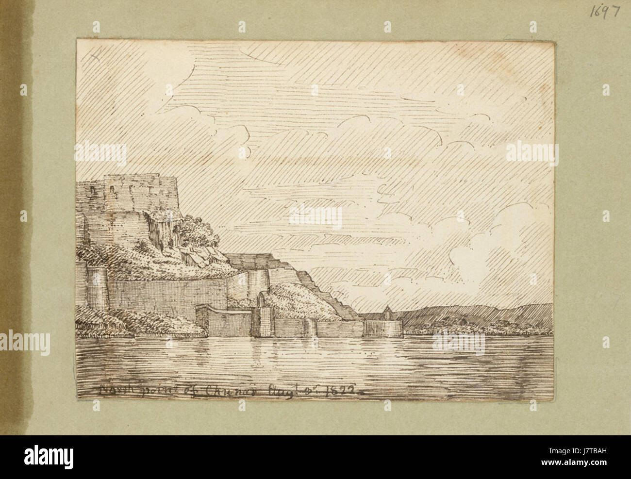 Chunar Fort on the Ganges (U.P.). 3 August 1822 Stock Photo
