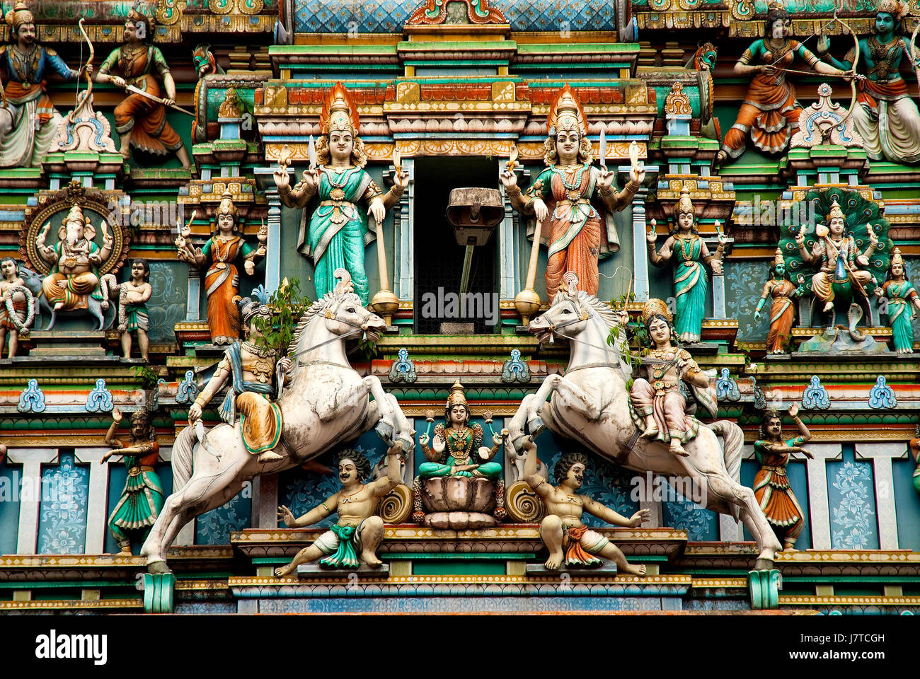 religious temple art malaysia gods hindu statues indian kuala lumpur hinduism Stock Photo