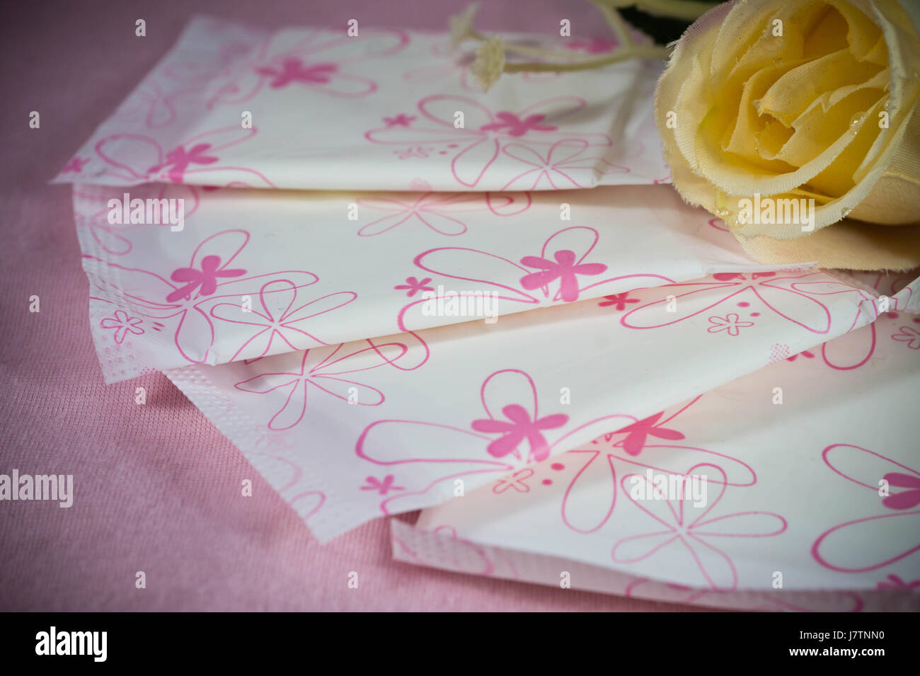 Sanitary pad package for woman hygiene protection Stock Photo