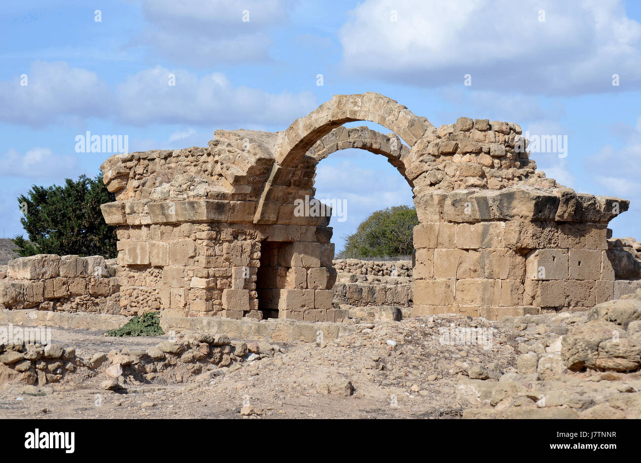Castle Ruins at Kato Paphos Archaeological Park in Cyprus Stock Photo