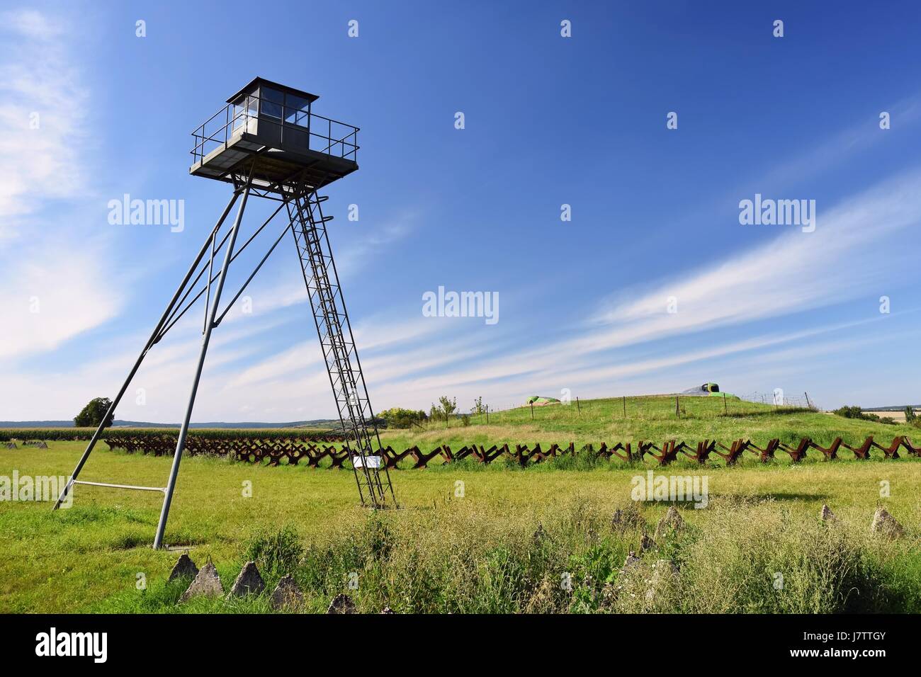 Watchtower and line of defense, old state border of the Iron Curtain