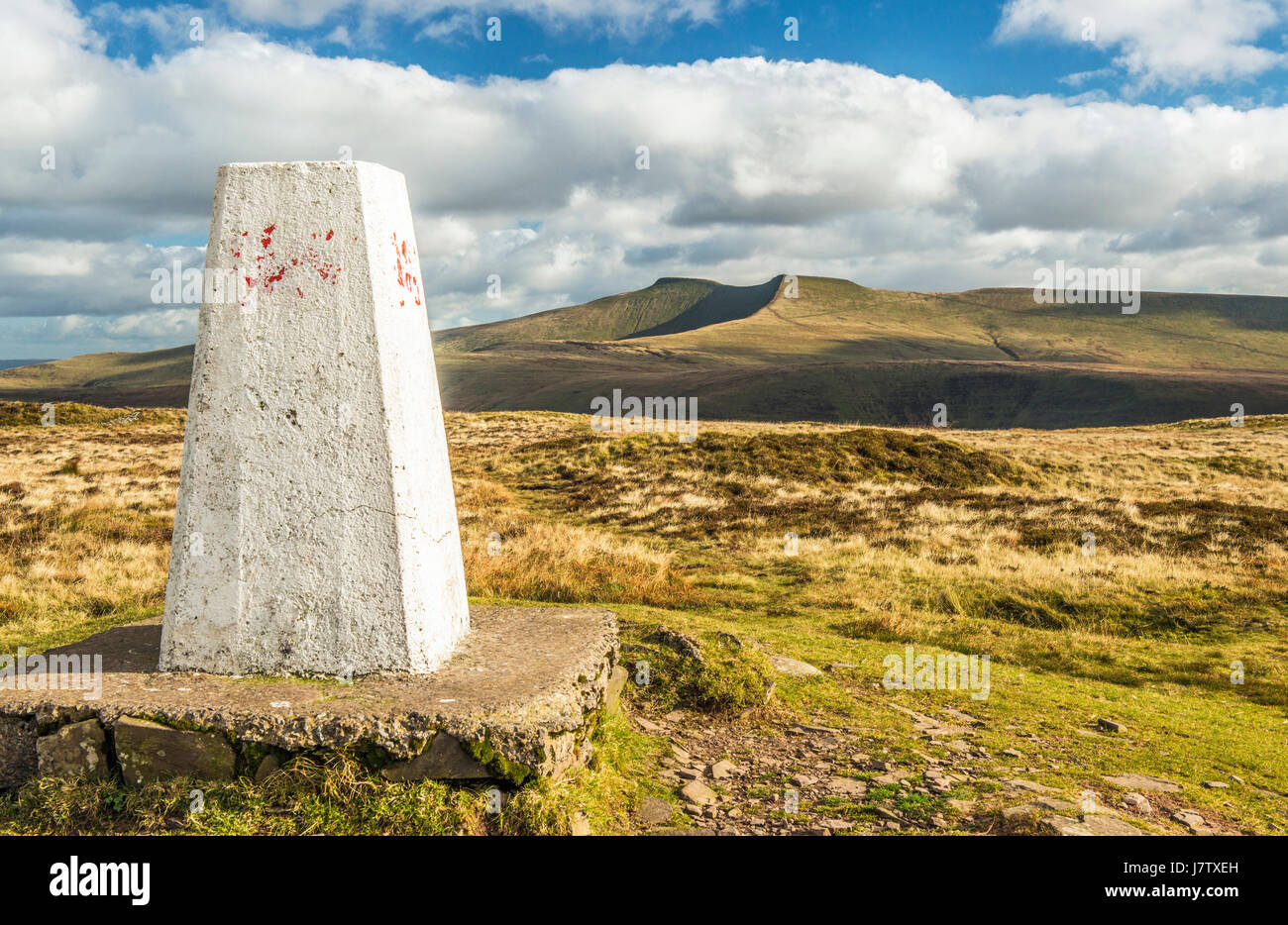Pen y Fan and Corn Du from Fan Frynych in the Brecon Beacons Stock