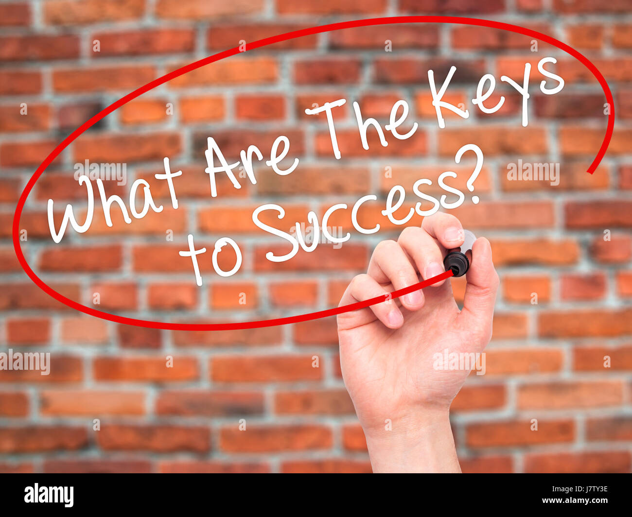 Man Hand writing What Are The Keys to Success? with black marker on ...