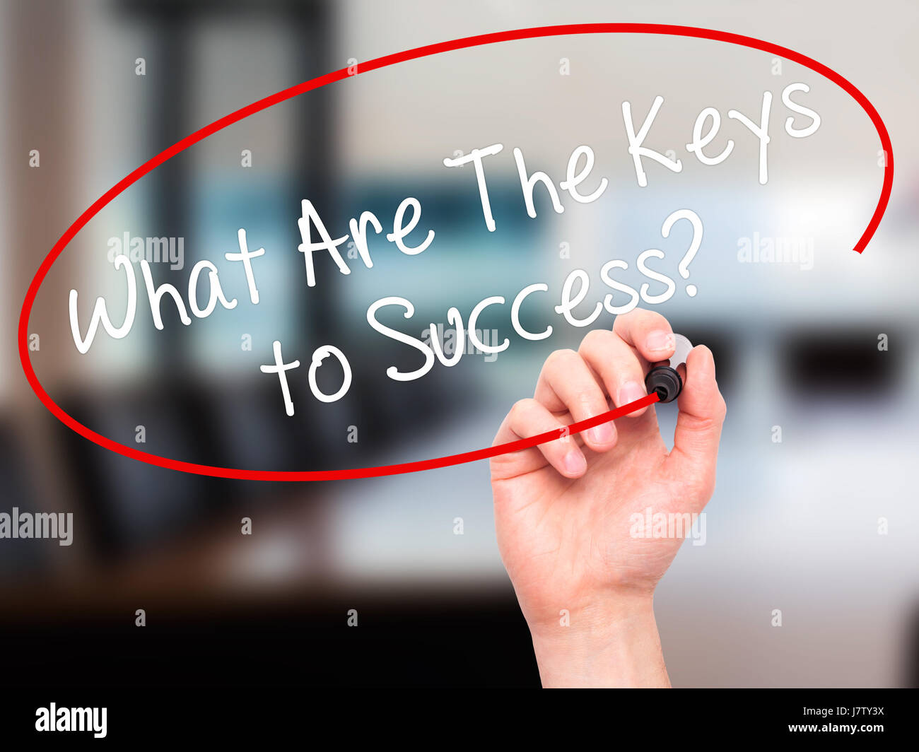 Man Hand writing What Are The Keys to Success? with black marker on ...