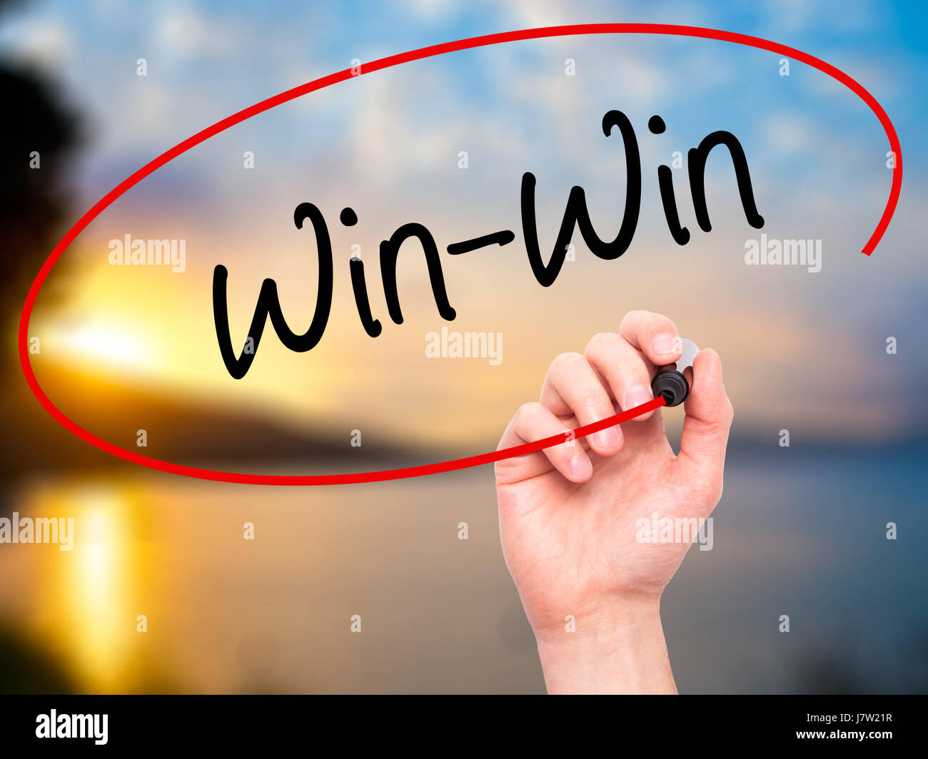 Man Hand writing Win-Win with black marker on visual screen. Isolated ...