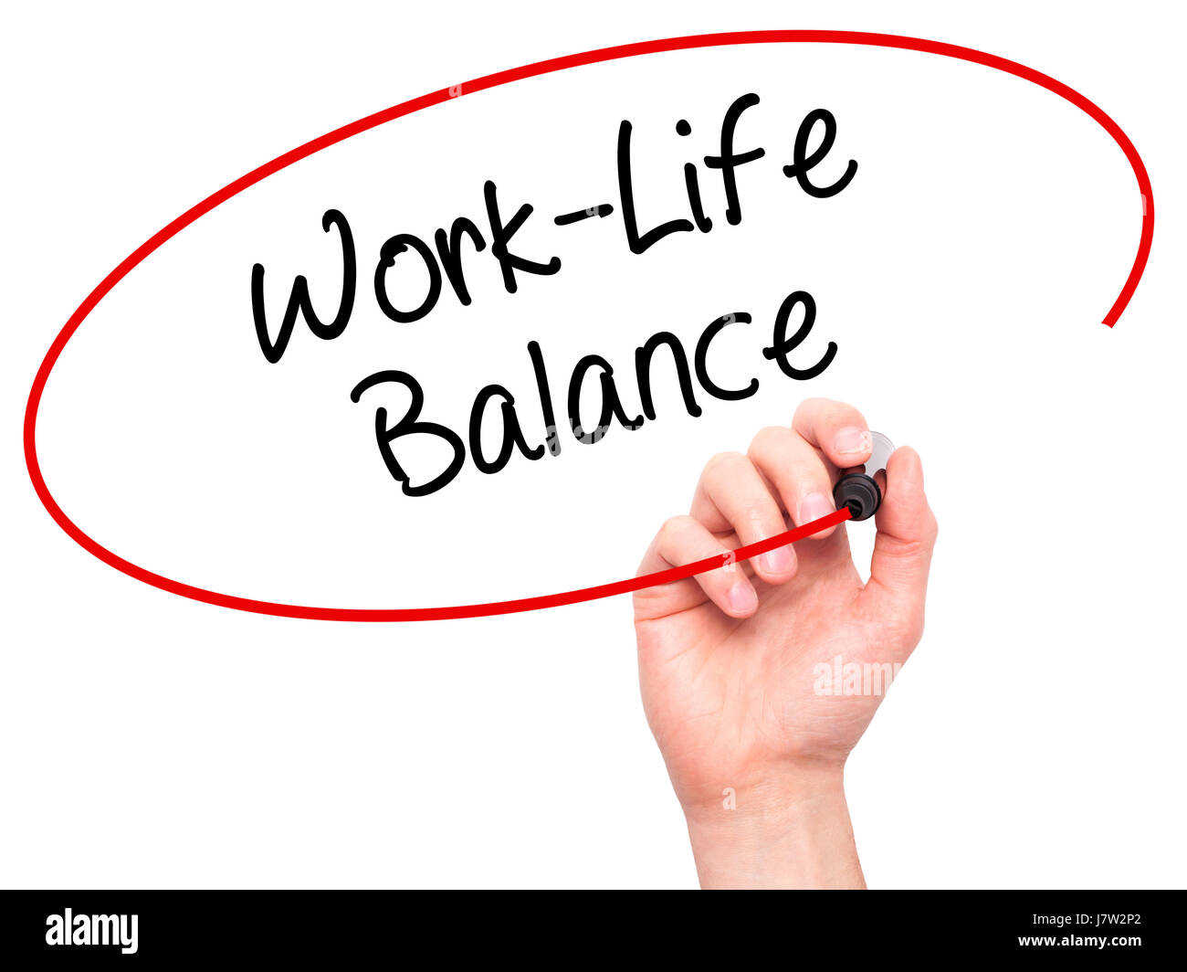 Man Hand writing Work-Life Balance with black marker on visual screen ...