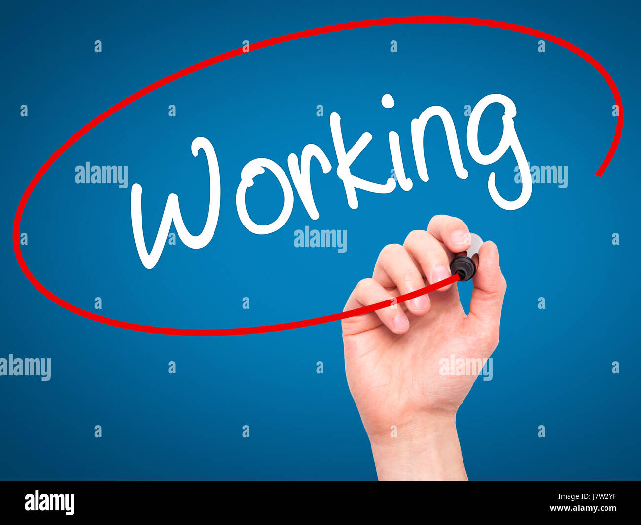 Man Hand writing Working with black marker on visual screen. Isolated ...