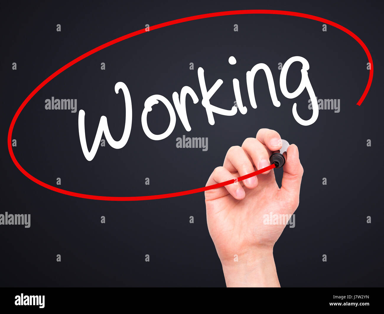 Man Hand writing Working with black marker on visual screen. Isolated ...