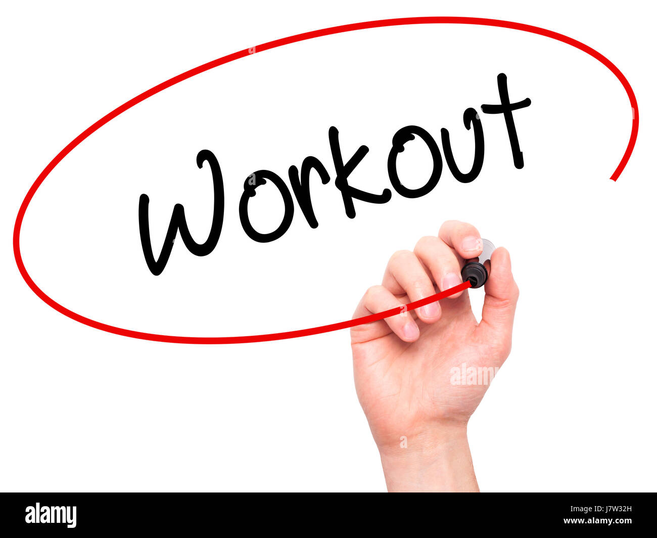 Man Hand writing Workout with black marker on visual screen. Isolated ...