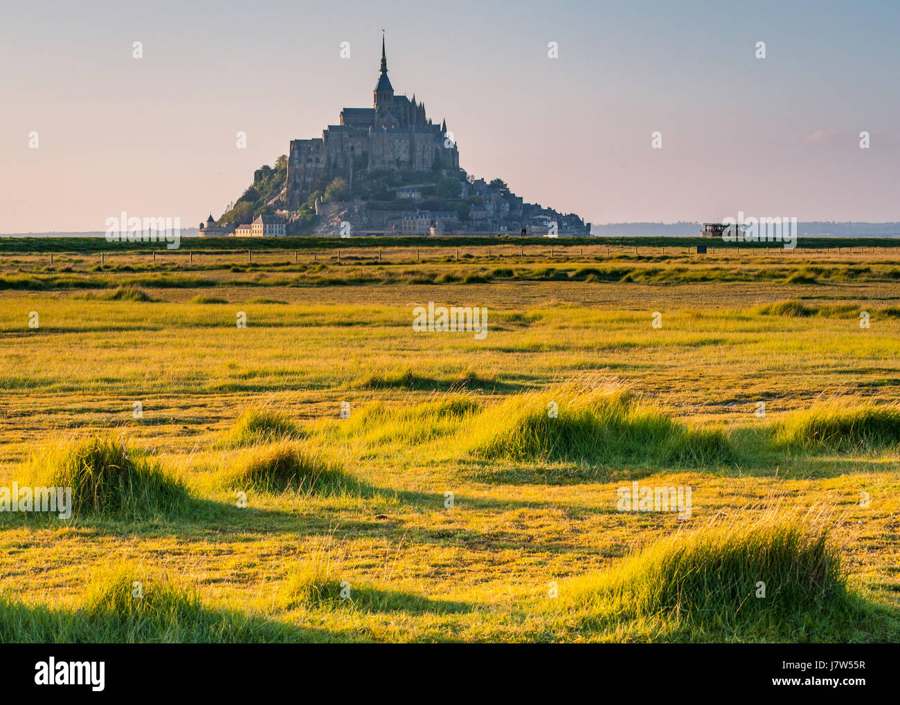 Salt marshes, bay of Mont Saint Michel, Normandy, France Stock Photo