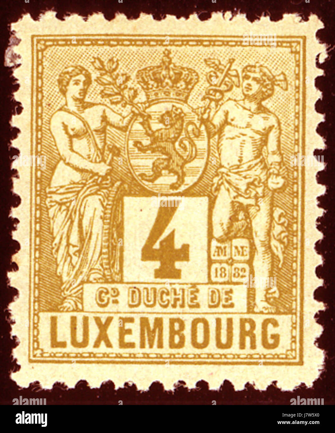 1882 Luxembourg 4c Jaune olive Yv 49 Stock Photo