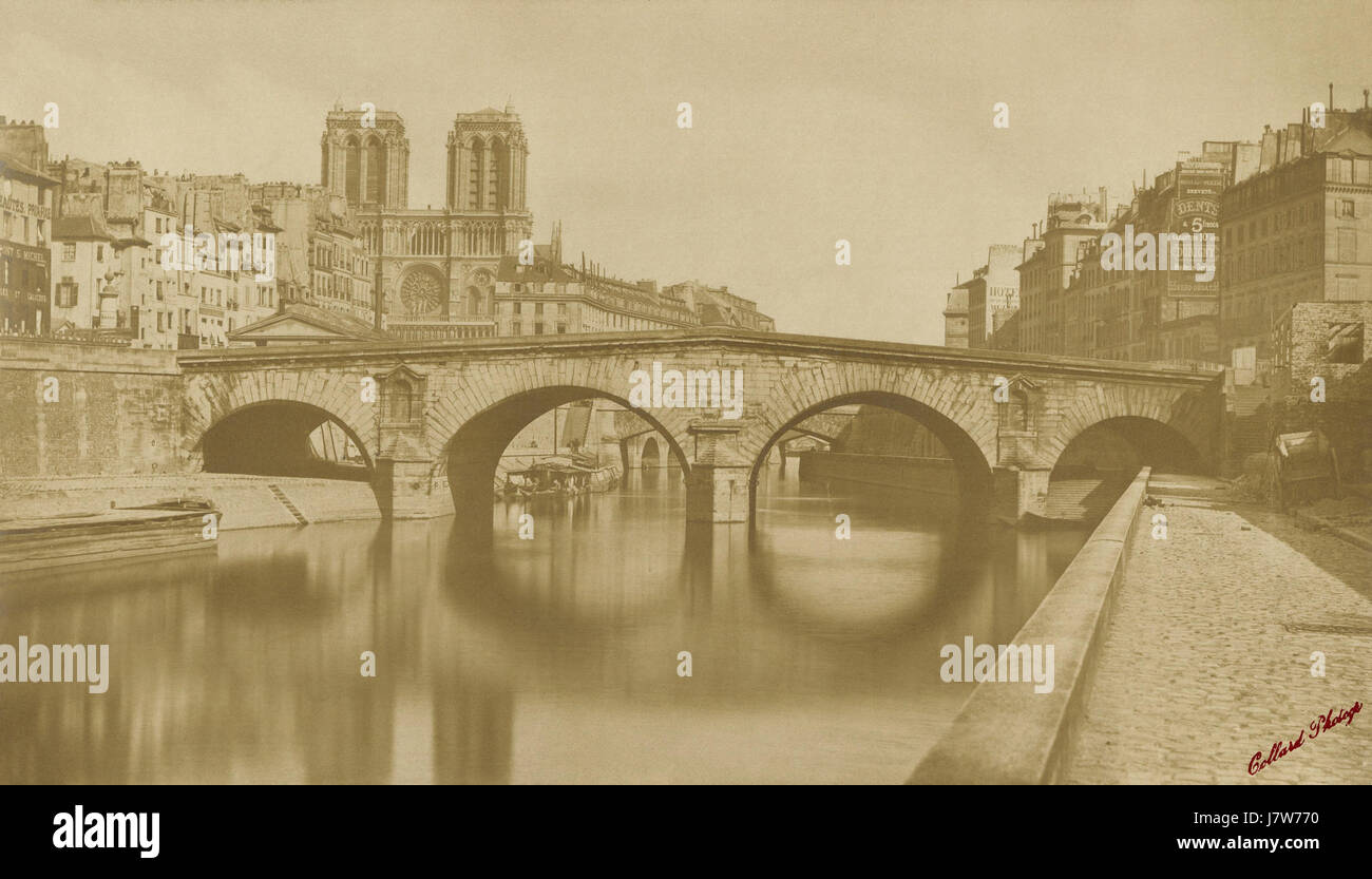 Auguste Hippolyte Collard, Ancien pont Saint Michel, 1857 Stock Photo