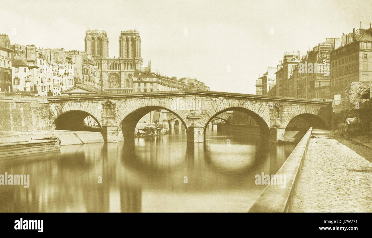 Auguste Hippolyte Collard, Ancien pont Saint Michel, 1857 edit Stock Photo
