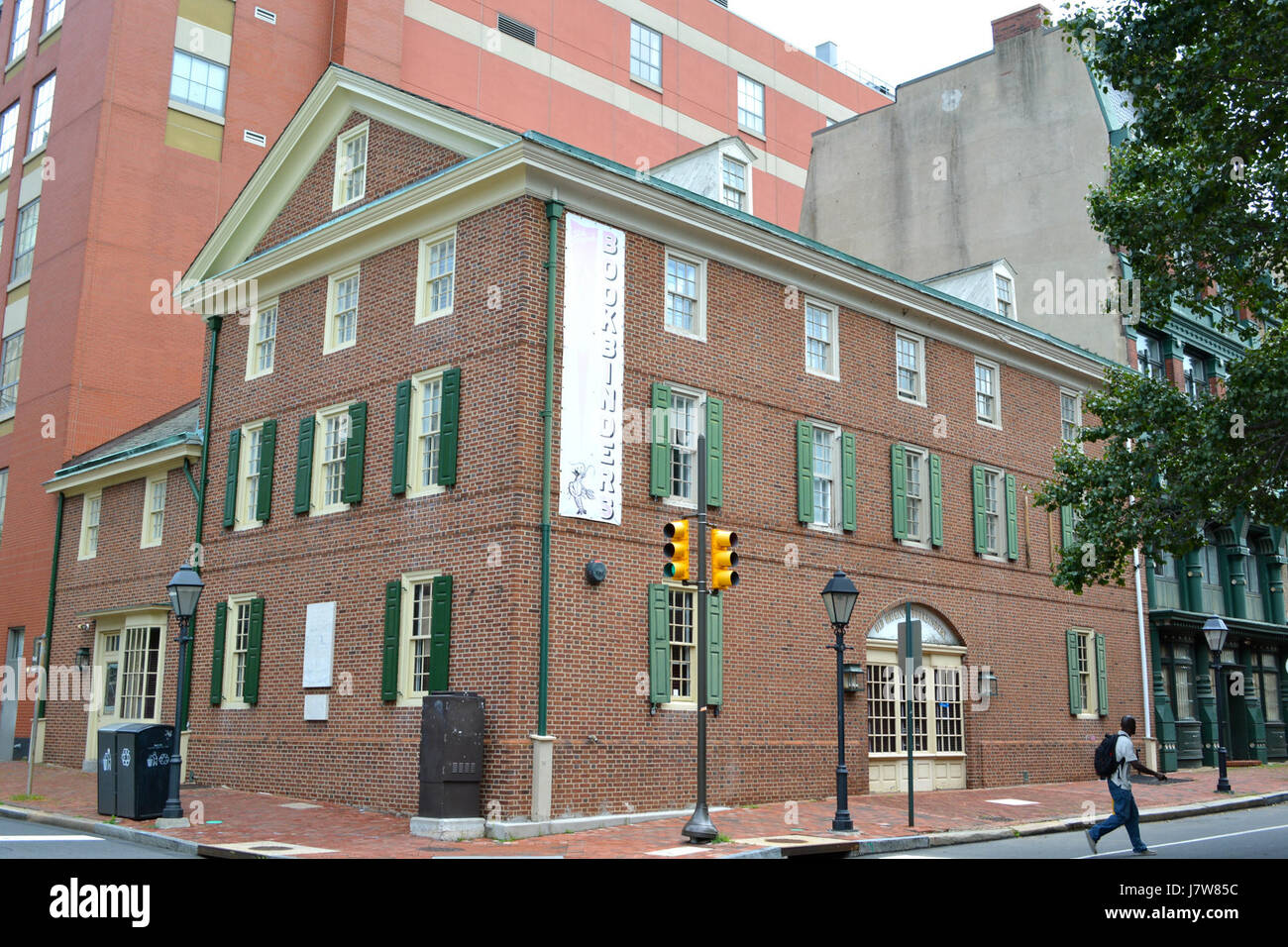 The main building of the Philly Bookbinders located at 125 Walnut Street in Philadelphia, serving as a key location for bookbinding services in the area. Stock Photo