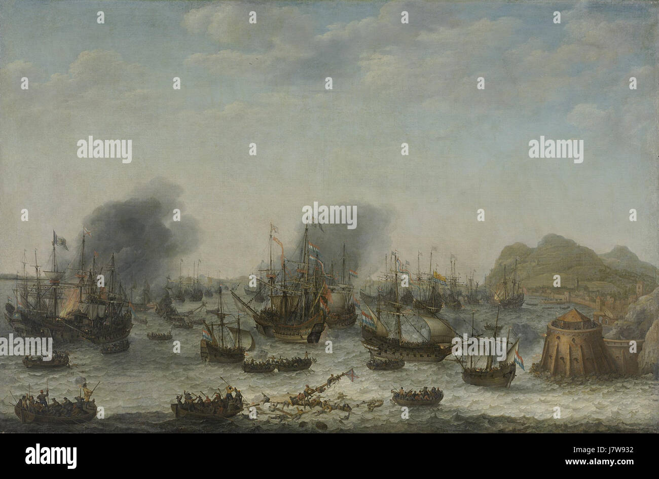 De overwinning op de Spanjaarden bij Gibraltar door een vloot onder bevel van admiraal Jacob van Heemskerck, 25 april 1607 Rijksmuseum SK A 2162 Stock Photo