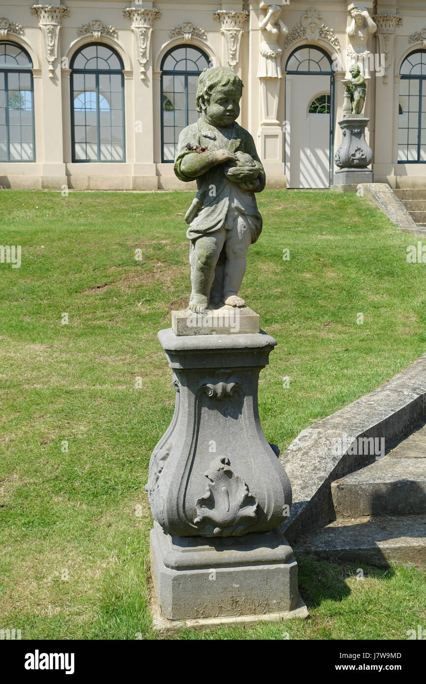 Cherub, early 1700s, at the Orangery   Wrest Park   Bedfordshire, England   DSC08016 Stock Photo