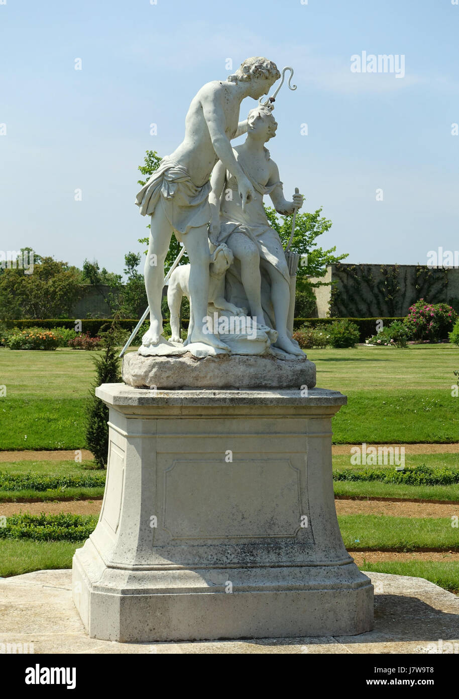 Atalanta and Meleager (Diana and Endymion) by John Cheere, 1700s   Wrest Park   Bedfordshire, England   DSC08335 Stock Photo