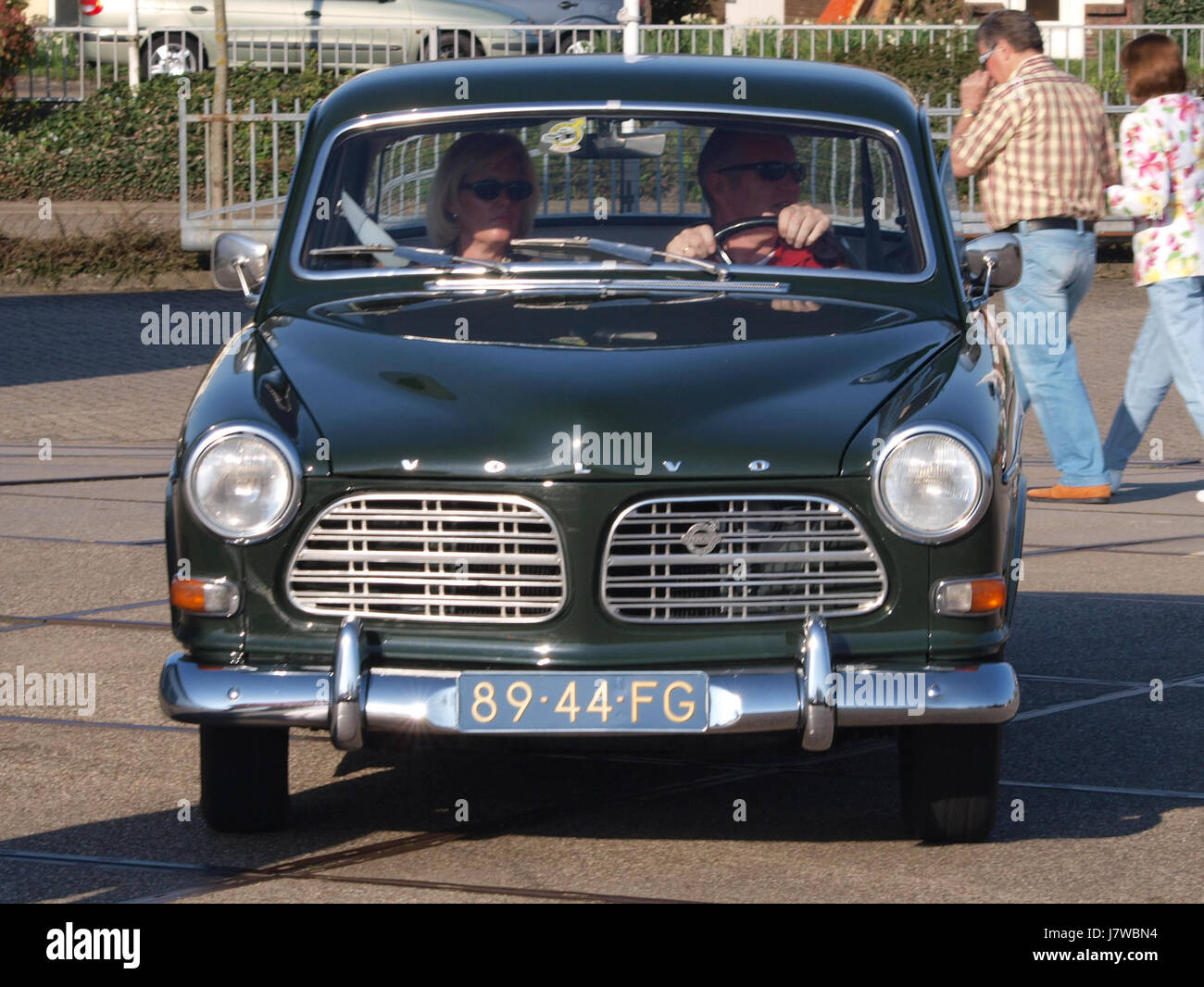 This image shows a 1968 Volvo P13134, identified by its Dutch license registration number 89 44 FG. The car is part of the vintage Volvo series, reflecting the automotive designs and features of the late 1960s. Stock Photo