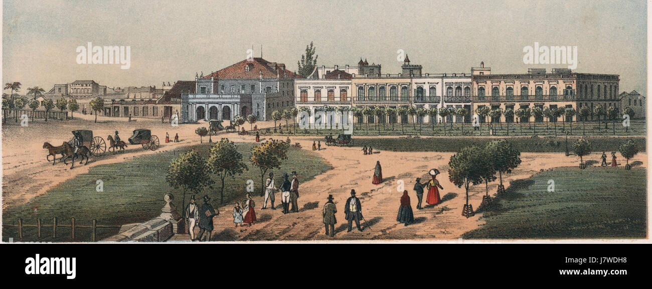 1855 Teatro de Tacon y parte del Paseo de Isabel II Habana Cuba Stock Photo