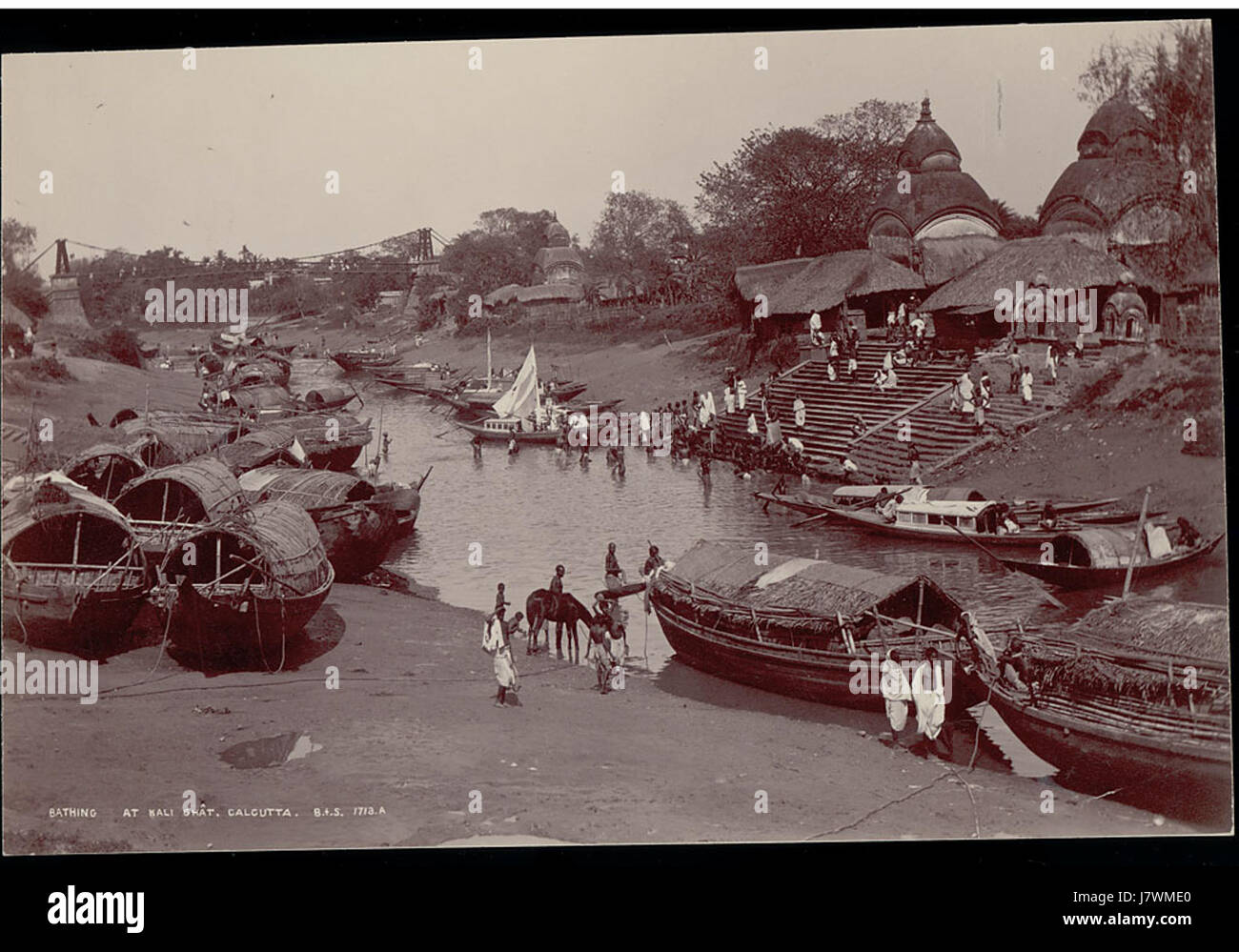 Bathing at Kalighat by Samuel Bourne Stock Photo