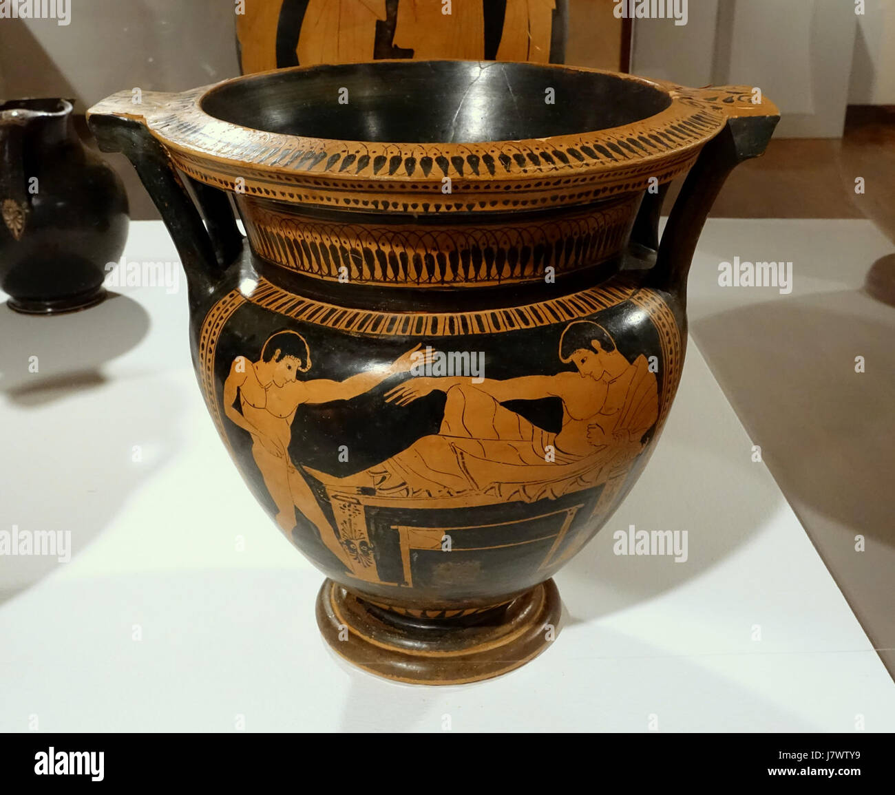 Column krater with symposion, close to the painter Myson, Greek, Attic