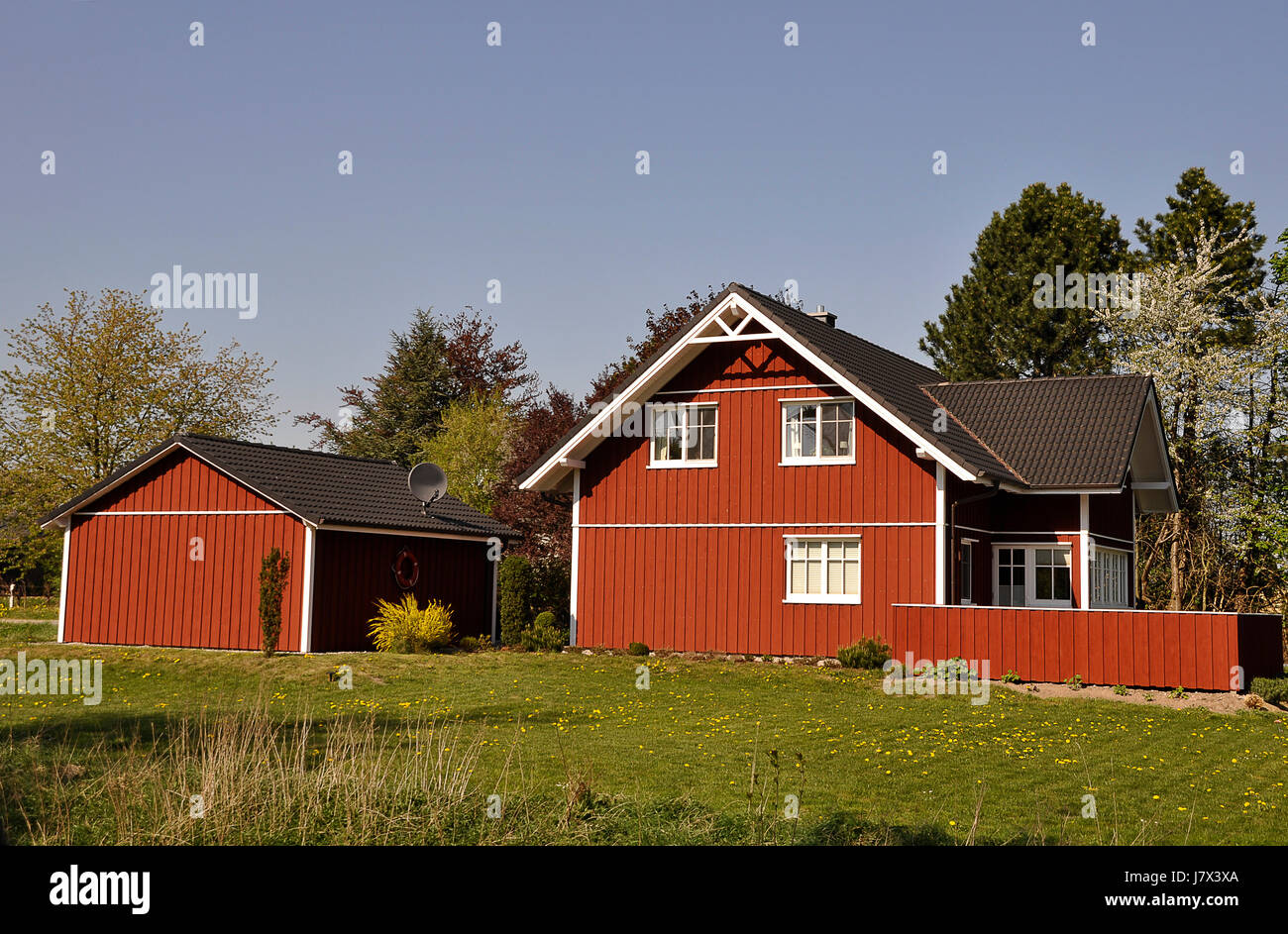 house home dwelling house residential building building garden wood ...