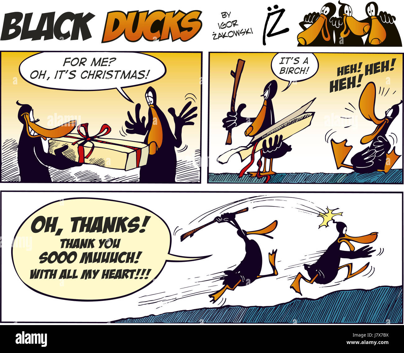 story black swarthy jetblack deep black illustration adventure duck funny Stock Photo