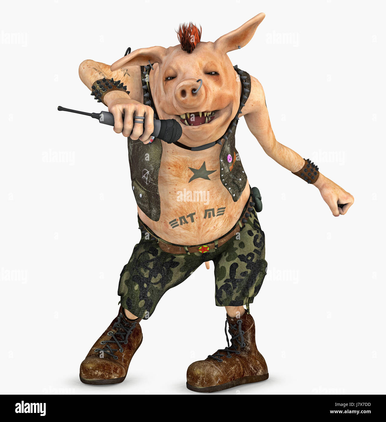 Singer Piercing Demo Punk Demonstration Cartoon Tattoo Pig Rock Toon Punk Rock Stock Photo Alamy